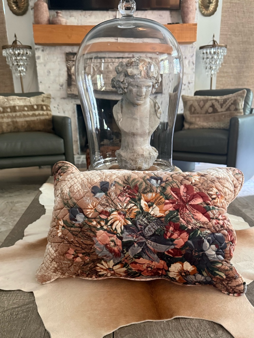 Vintage Floral Quilted Velvet Decorative Pillow - Multi Color